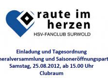 Einladung zur Generalversammlung 25.8.2012